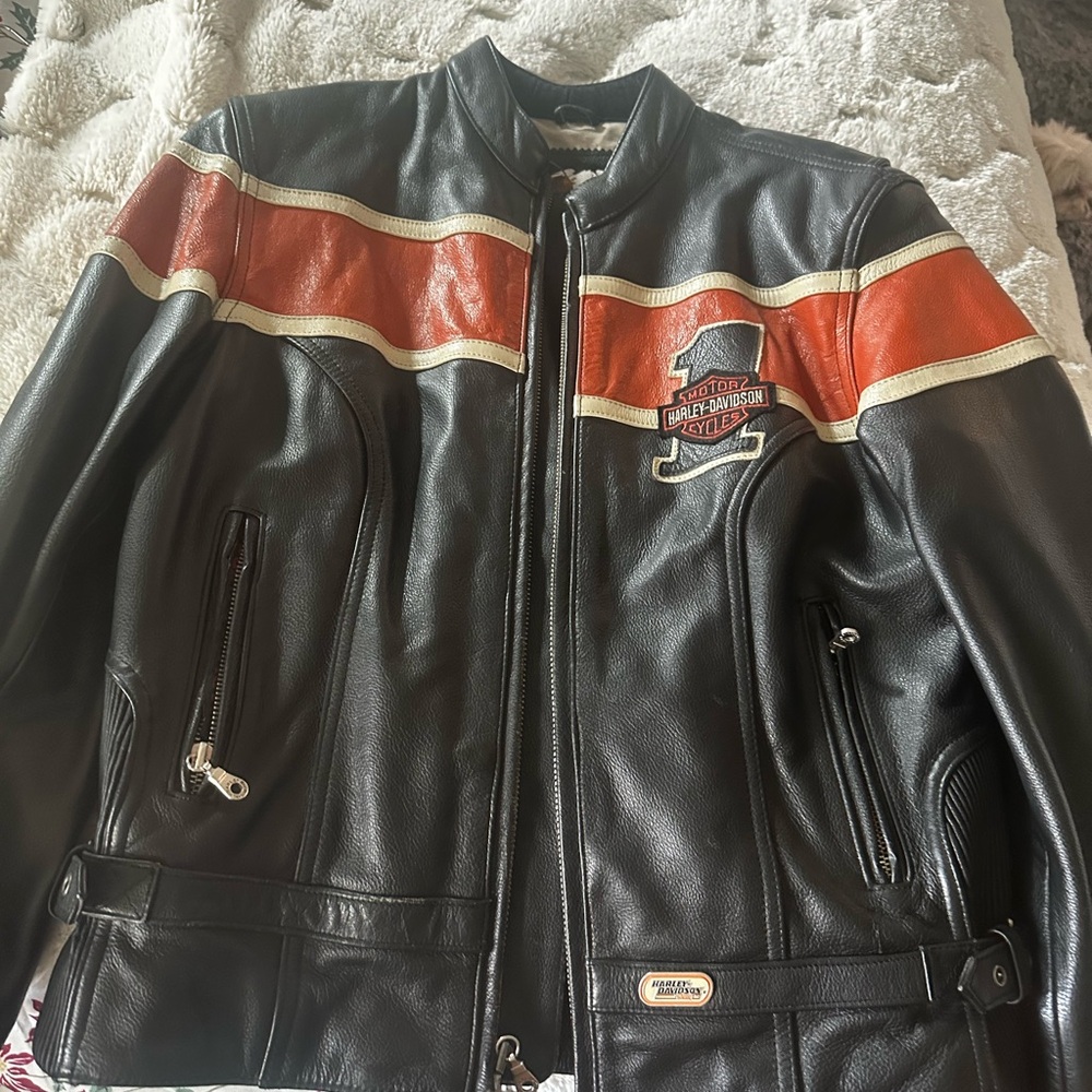 Harley-Davidson Black and Orange Varsity Jacket